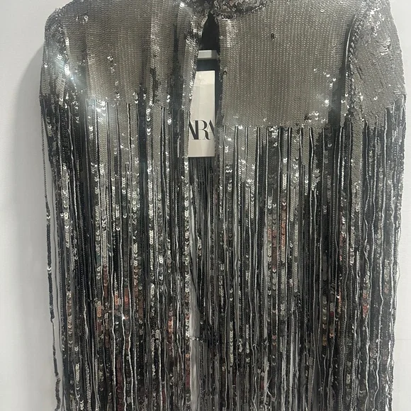 Zara Silver Sequin Cape - Picture 5 of 6